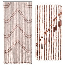ANMINY Vintage Brown Wave Light Filtering Kitchen Beaded Curtains, 35 x 75 in