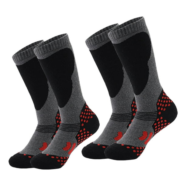 Calcetines de esquí para niños, paquete de 2 pares de calcetines de snowboard para niños y niñas pequeños, diseño por encima de la pantorrilla con puño antideslizante