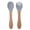 Grey, variant on qajexluz Baby Feeding Utensils Toddler Self Feeding Tableware Baby Led Weaning Spoon Fork Set Soft Silicone Tips with Beech Wood Handles Toddler for Babies