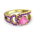 thumbnail image 3 of 2.50 Carat Beautiful Round Cut Pink Sapphire & Amethyst Gemstone Bridal Ring for Women Solid 18K Yellow Gold Size 8 by Diamond-Capitals, 3 of 8