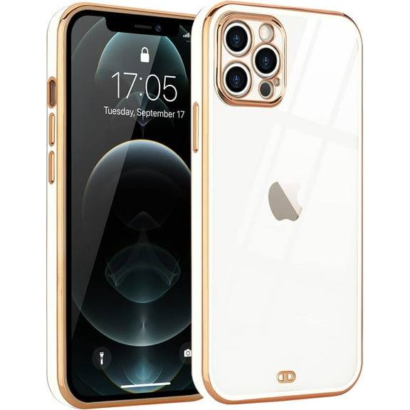 Case Compatible with iPhone 12 Pro Case Crystal Clear Transparent Design Back Bumper Shockproof Slim Fit Soft TPU Silicone Protective Phone Case Cover for iPhone 12 Pro 6.1 inch, White