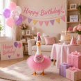 thumbnail image 5 of RUINIXCW Porch Goose Birthday Outfit for 23 inch Cement Plastic Goose Statue Accessories Garden Porch Goose Clothes Crown Hat with Scarf and Tulle Skirt Set Yard Patio Lawn Art Decor (No Goose), 5 of 9