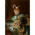 thumbnail image 2 of Blaise-Alexandre Desgoffe 11x14 Black Ornate Wood Framed Double Matted Museum Art Print Titled: Jeweled Still Life, 2 of 5