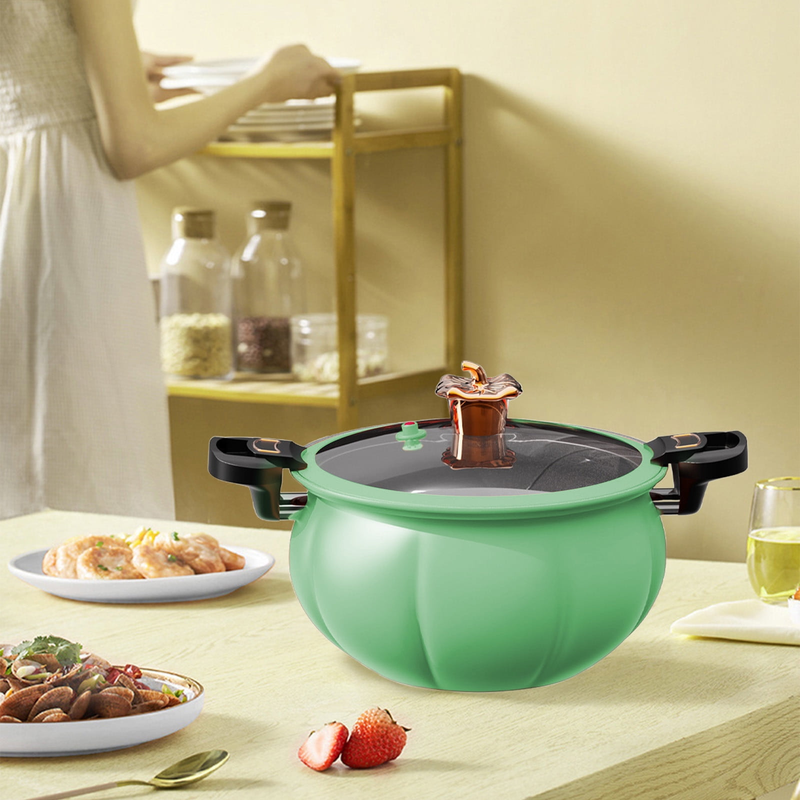 HengDidi 8L Multifunctional Pumpkin Pressure Cooker with Vacuum Seal & Non-Stick Coating, Stainless Steel Soup Pot for Healthy Cooking, Even Heat Distribution
