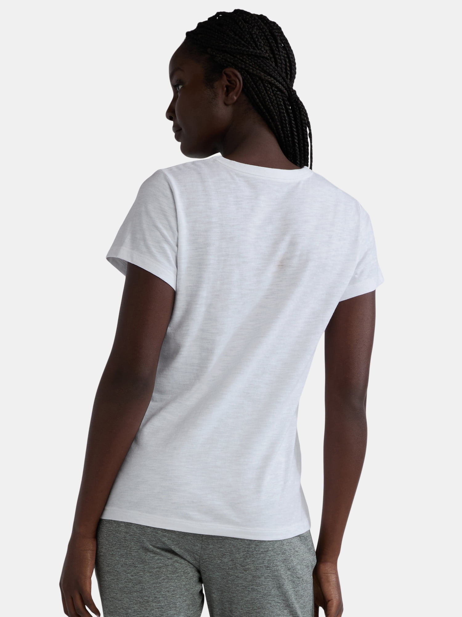 Time and Tru Women’s Slub Jersey Crewneck Tee with Short Sleeves, 2-Pack, Sizes XS-3XL
