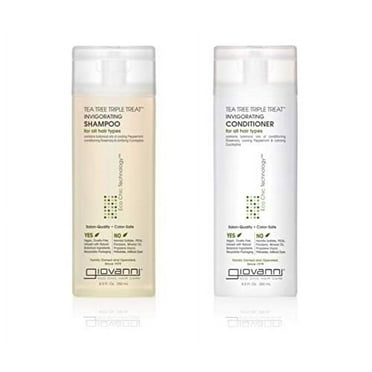 GIOVANNI Tea Tree Triple Treat Invigorating Shampoo Conditioner Set 8 5 oz Cooling Peppermint Conditioning Rosemary Eucalyptus Helps Dry Flaking Scalp Sulfate Free Paraben Free Pack of 1