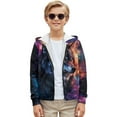thumbnail image 4 of Chaqlin Space Galaxy Wolf Youth Zip Up Hoodie Lightweight Long Sleeve with Pockets Casual Athletic Outerwear Teens ​​Size 10-12​​, 4 of 7