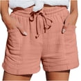 thumbnail image 1 of Abcnature Plus Size Shorts, Womens Athletic Shorts, Women Summer Drawstring Elastic Waist Casual Solid Shorts, Short, Comfy Beach Shorts, Yoga Pants, Cycling Sport Shorts Pink XL, 1 of 4