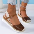 thumbnail image 2 of KEGIRLOM Women's Versatile Plus-Size Wedge Heel Openwork Breathable Shoes Comfortable Summer Sandals Brown 6, 2 of 9