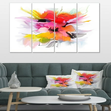 Colorful Abstract Flowers on White - Extra Large Floral Wall Art ...