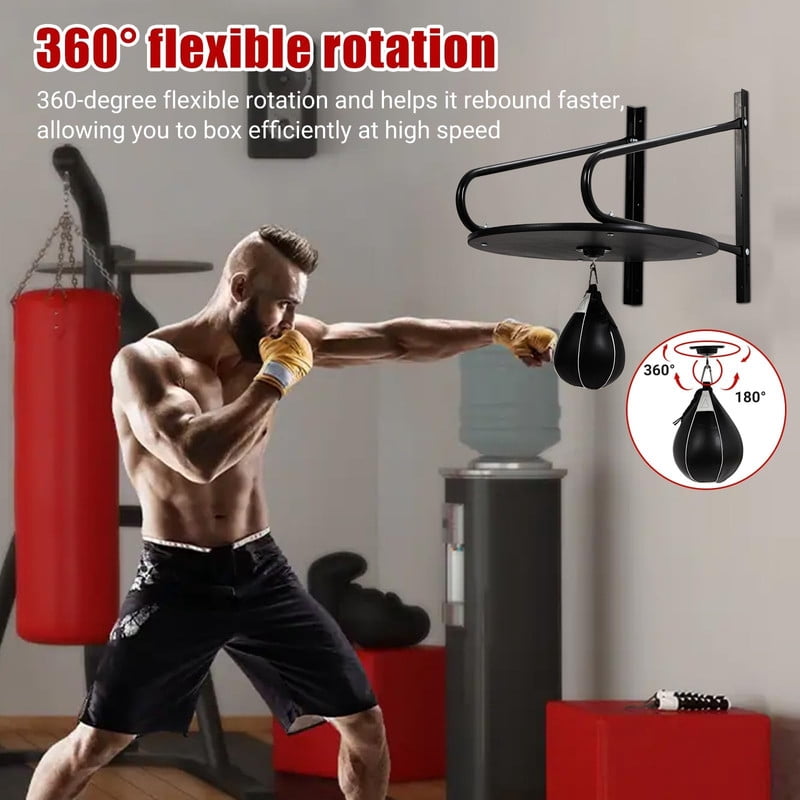 Towallmark Adjustable Wall Mount Speed Bag Platform, Boxing Equipment, Punching Bag Set with Heavy Duty 360 Swivel and Punch Ball for Fitness Training
