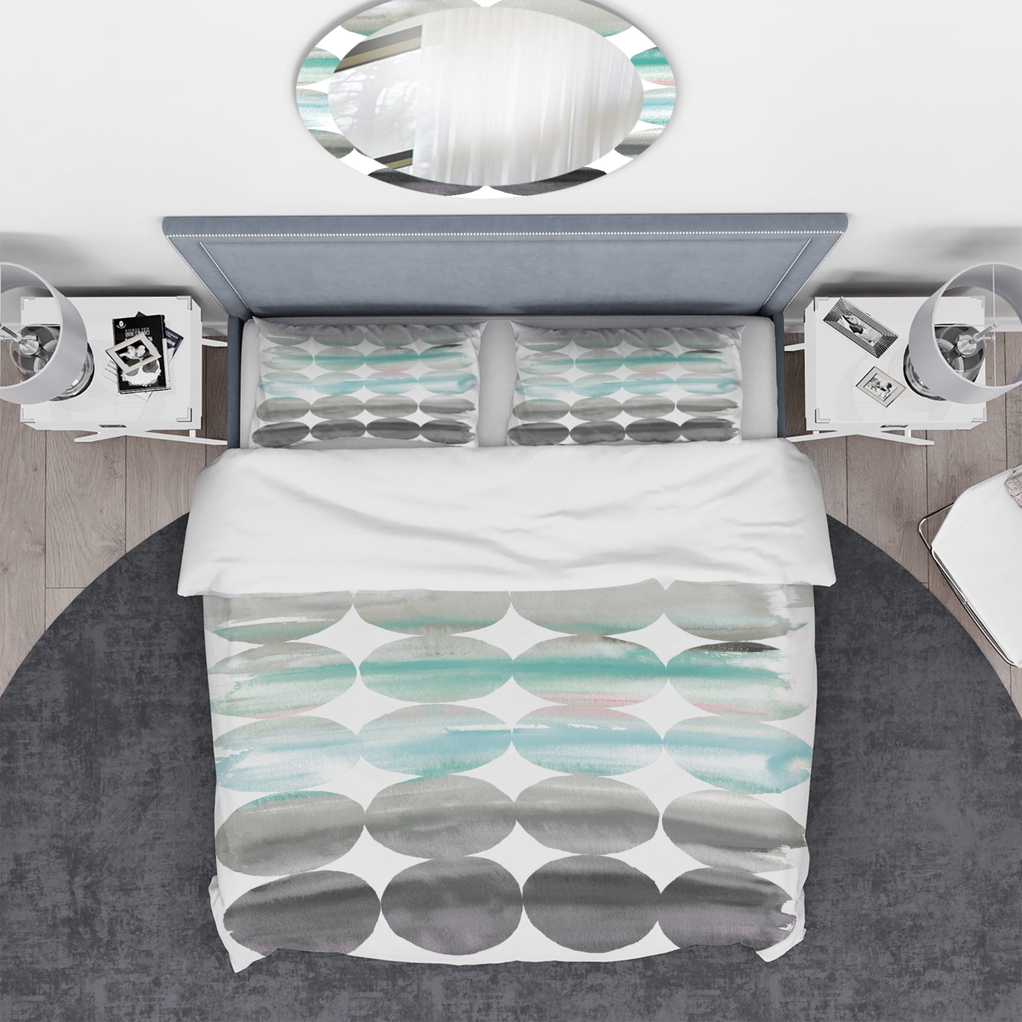 Designart 'geometric Neutral Glue Circles' Geometric Duvet Cover Set