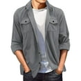 thumbnail image 3 of Jackets for Men 2025 Fall Winter Long Sleeve Button Down Collared Casual Loose Jacket with Pockets Outerwear Coat, 3 of 7