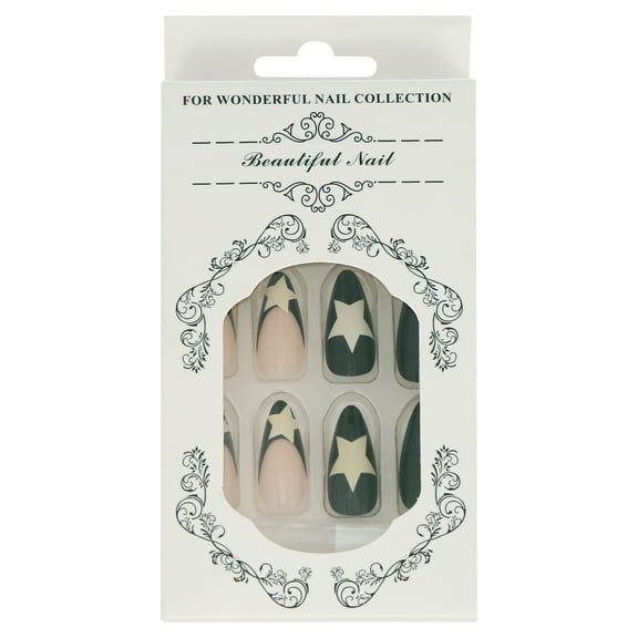 CC HOME Press On Nails - Amber Brown Glossy Long Coffin Nails with Salon UV Finish, Reusable Opaque Nails in 12 Sizes - 24 Nail Kit with Jelly Stickers