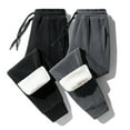 thumbnail image 5 of Men's Winter Fleece Pants Sherpa Lined Sweatpants Active Running Jogger Pants Drawstring with Pockets, 5 of 5