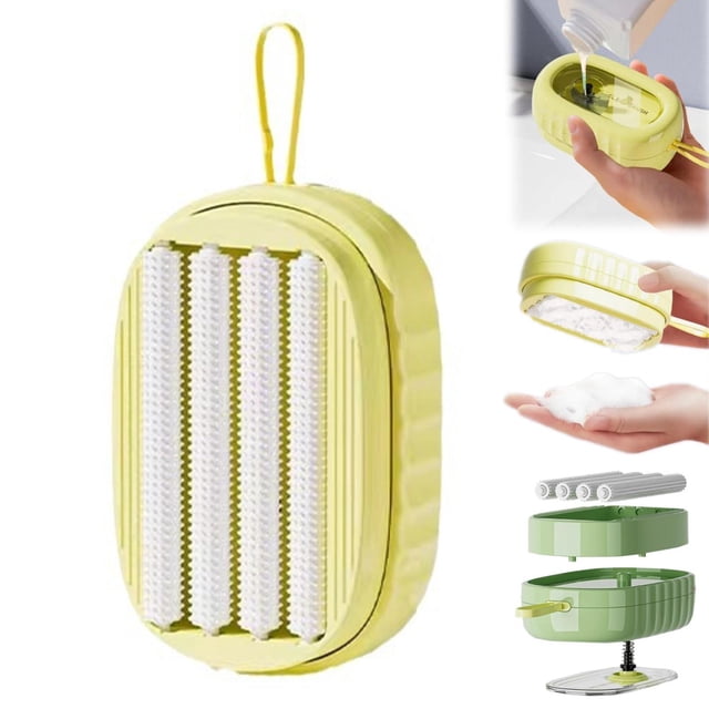 Clothes Cleaning Brush With Soap Dispenser Multifunctional Scrub Brush With Soft Roller Quality Soft Laundry Clothes Scrubbing Brush Rich Foam Easy To Grip Household Cleaning B
