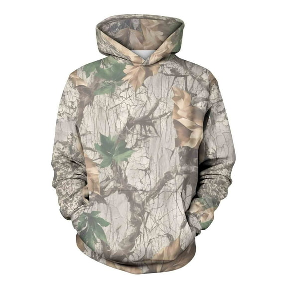 Hueook Womens Sweatshirt Womens Men Hoodies Maple Leaf Print Oversized Hooded Sweatshirt Fleece Pullover Sweatshirts Long Sleeve with Pocket Camouflage XL