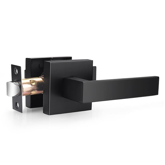 Probrico Interior Passage Lever Matte Black, Keyless Hall and Closet Door Handle Heavy Duty Indoor Hardware with Square