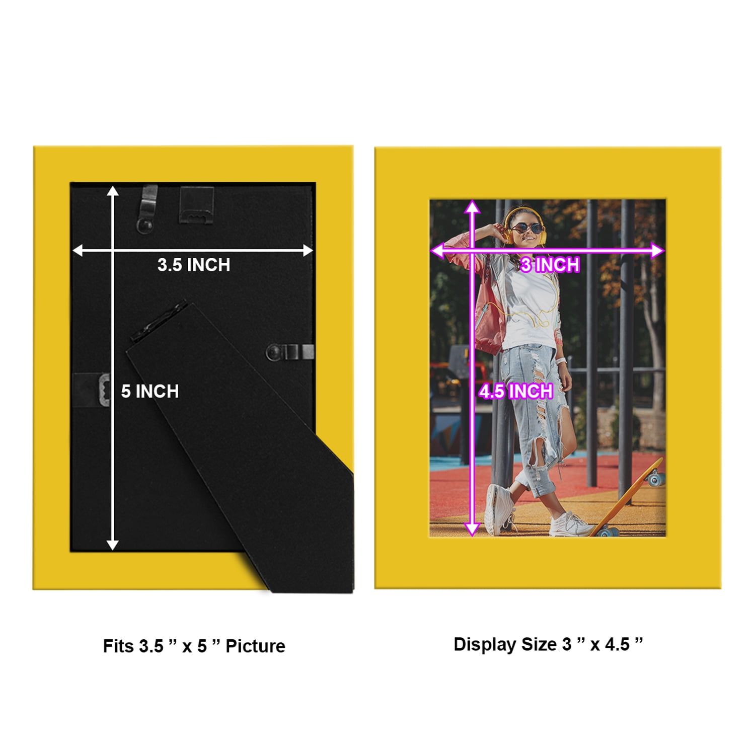 Modern 3.5 in. x 5 in. Yellow Picture Frame (Set of 2)