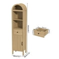 thumbnail image 3 of Oubayajia 64" Tall Bathroom Storage Cabinet, Narrow Tall Arched Linen Standing Tower Cabinet, Kitchen Cupboard with Adjustable Shelf and Drawer, 3 of 8