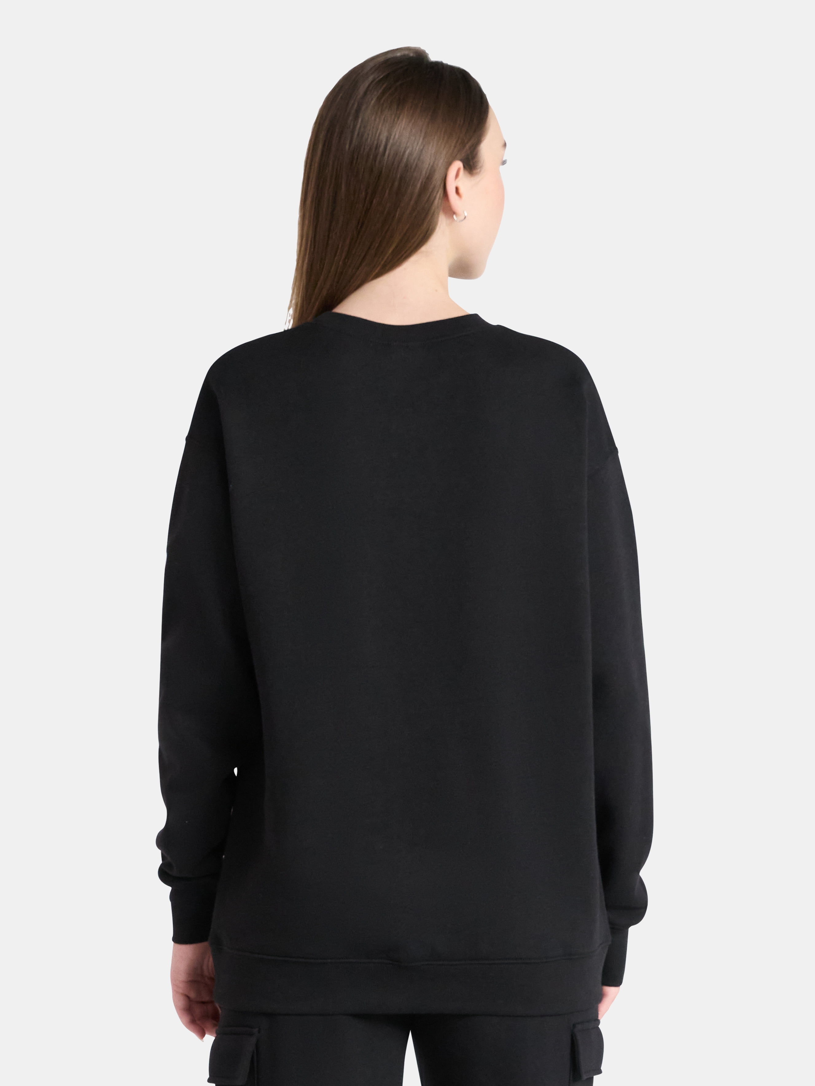 No Boundaries Fleece Oversized Sweatshirt with Long Sleeves, Women’s Sizes XXS-4X