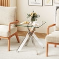 thumbnail image 2 of Gymax Glass Side Table Square End Table w/Tempered Glass Top & Metal X Base Silver, 2 of 10