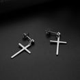 thumbnail image 2 of OIDEA 1 Pairs Stainless Steel Silver Cross Dangle Stud Hinged Earrings for Men Women, 2 of 6