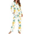 thumbnail image 2 of Garronmavis Hawaii Pineapple Womens Pajama Sets 2 Piece Pjs Long-Sleeved Button Down Sleepwear Cozy Lightweight Winter Nightwear Lounge Outfit, 2 of 7