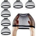 thumbnail image 1 of Wig Caps 6pcs Breathable Mesh Net Wig Caps Weaving Hair Net for Wig Close End Fishnet Wig Cap(Black), 1 of 5