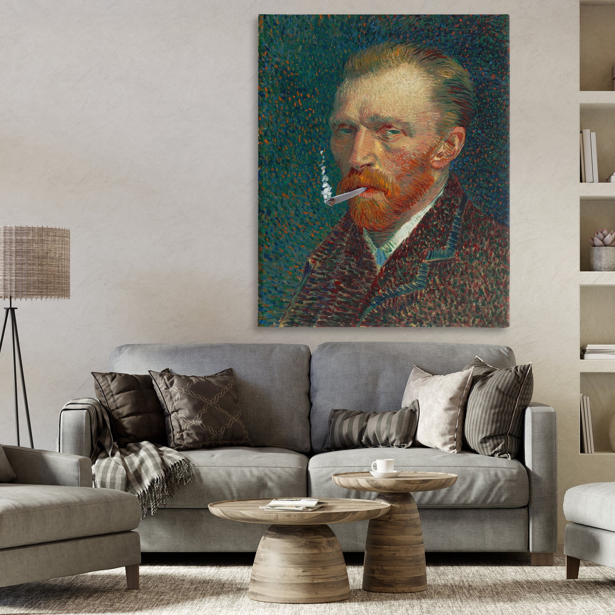 Van Gogh Portrait with Smoke Canvas Wall Art, design by Masters Redux
