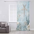 thumbnail image 3 of Teal Ocean Coastal Semi Sheer Curtains Drapes for Living Room,Bedroom,French Doors Window 96 Inches Long,Summer Beach Nautical Coral Starfish Rod Pocket Chiffon Curtain Drapery Voile Draperies Panel, 3 of 6