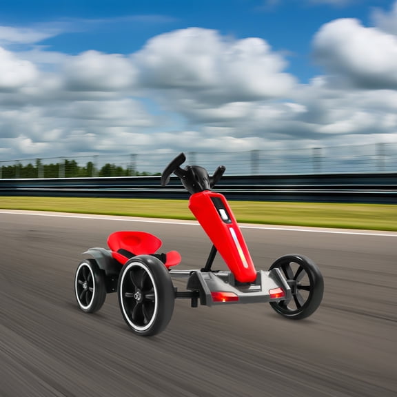 Electric Go Kart for Children, Foldable Go Karts, Pedal Go-Kart with Adjustable Seat & Music/Lights