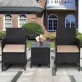 thumbnail image 4 of SUNCROWN 3 Piece Patio Furniture Outdoor Bistro Set All-Weather Black Wicker and Glass Side Table with Brown Cushions, 4 of 6