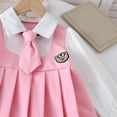 thumbnail image 6 of SGFCWSX Girls School Uniform 2 Piece Set for Kids Collared Pleated Dress with Tie Spring Outfit Pink Size 7-8 Years, 6 of 10