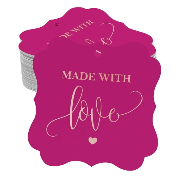 Inkdotpot Real Rose Gold Foil Made With Love Wedding Tags Favor Bracket Shape Hang Pack Of 50 Paper Tags