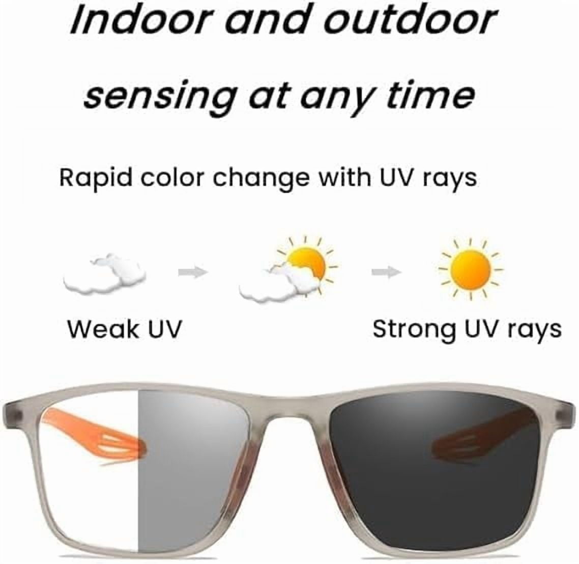 Sports Color-Changing Multi-Focal Reading Glasses, Anti-Blue Light Presbyopia Glasses