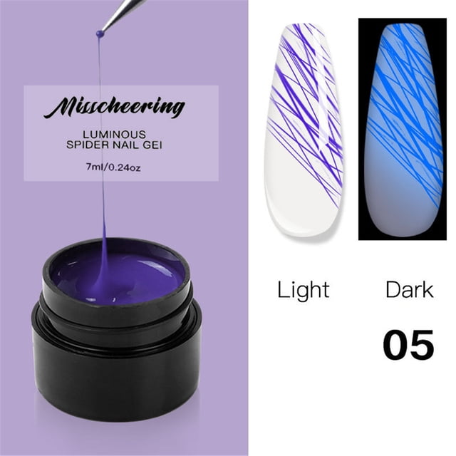 Uñas postizas a presión, regalos para mujeres, pegamento luminoso cepillado, pintura para uñas, fototerapia elástica, pegamento Spider, 8 ml, gancho de rodillo