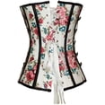 thumbnail image 4 of SBYOJLPB Womens Sexy Vintage Gothic Party Floral Lace Up Slim Corset Bustier Tube Tops White L(L), 4 of 4