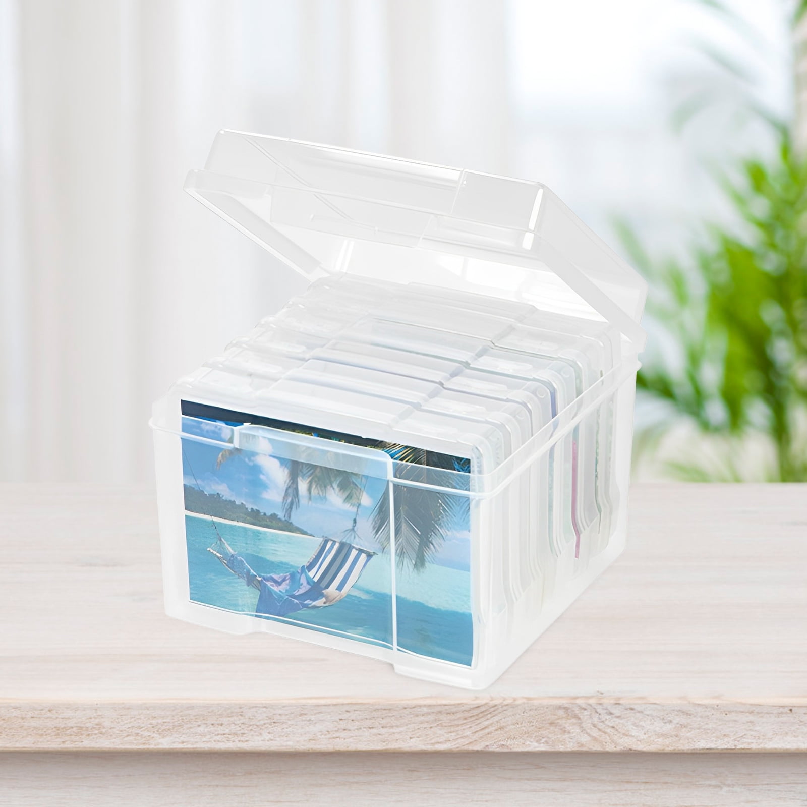 BESTYASH 6-Pack Plastic Storage Containers with Dividers for Photos, Greeting Cards, Portable Organizer Box for Easy Storage