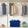 thumbnail image 5 of Coolnut Dark Blue Large Square Storage Basket Bin with Handles 1PCS, Foldable Multi Functional Closet Storage Box Shelf Basket for Storing Toys, Books and Clothes Decor Gifts, 5 of 7