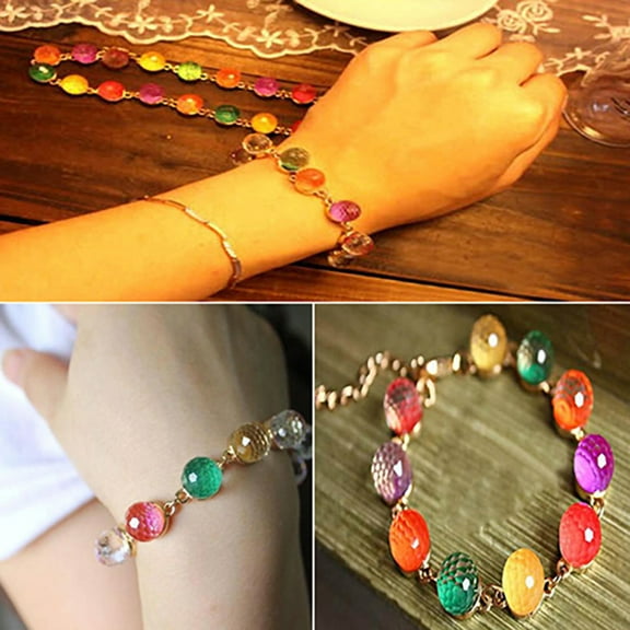 OPOLSKI Bracelet Candy Color Round Beads Multicolored Beads Cuff Bangle Bracelet A