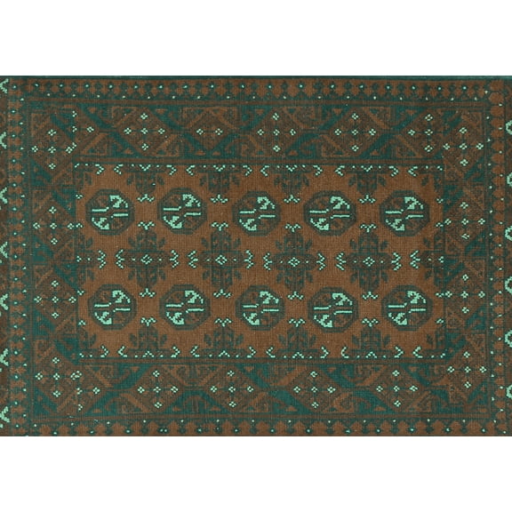 Ahgly Company Indoor Rectangle Persian Turquoise Blue Traditional Area Rugs, 5' x 7'