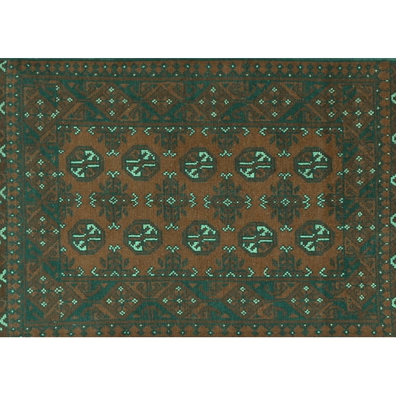 Ahgly Company Machine Washable Indoor Rectangle Persian Turquoise Blue Traditional Area Rugs, 6' x 9'