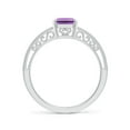thumbnail image 2 of ANGARA Natural Emerald Cut 1.5 ct Amethyst Ring with Milgrain in 925 Sterling Silver for Women (Size-8x6mm) | February Birthstone, Anniversary, Jewelry Gift for Women | Natural Amethyst Ring, 2 of 9