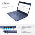 thumbnail image 3 of HP Essential 14 Laptop, 14" HD Screen, Intel Celeron N4120, 4GB RAM, 64GB eMMC, Webcam, HDMI, Wi-Fi, Windows 11 Home , 1 Year Microsoft 365, Blue, 3 of 5