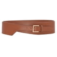thumbnail image 1 of IQOGKRN Women's Wide Elastic Waist Belt with Gold Pin Buckle Stretchy Corset-Style Sash for Dresses Brown One Size, 1 of 3
