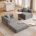 thumbnail image 3 of Modular Sofa Bed for Small Spaces, Convertible Corduroy Sofa Bed with Removable Armrests, No Assembly Required Folding Mattress Couch for Apartments, 2-Seater, Dark Gray, 3 of 18