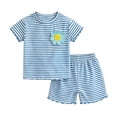 thumbnail image 6 of KPOPLK Kids Toddler Infant Girls Clothes Outfit Sets 2 Piece Casual Heart Print Short Sleeve Round Neck Top Shirt+Pants for 3 6 9 12 Months 2t 3t 4t(3-4 Years,Blue), 6 of 7