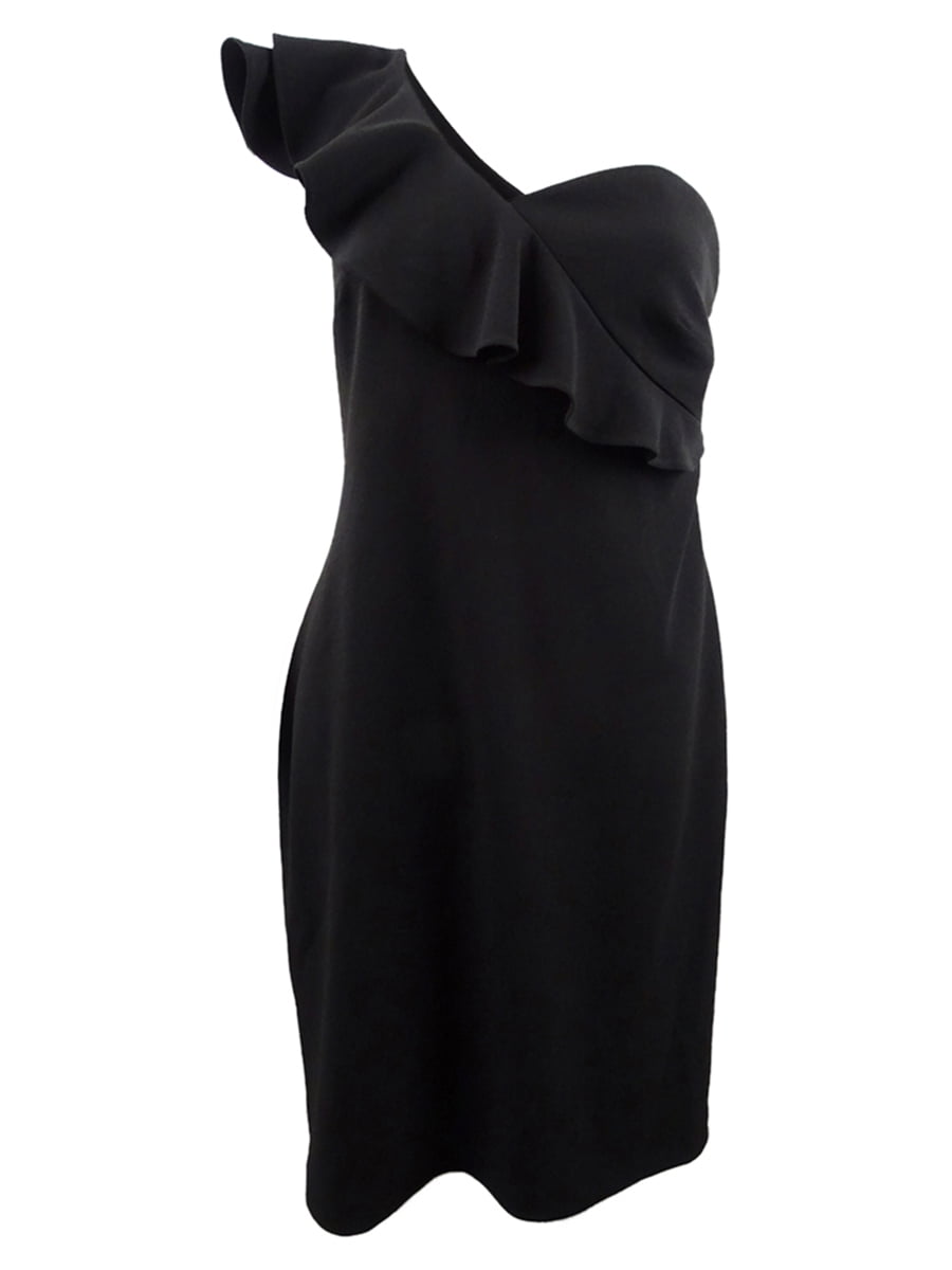 calvin klein black one shoulder dress