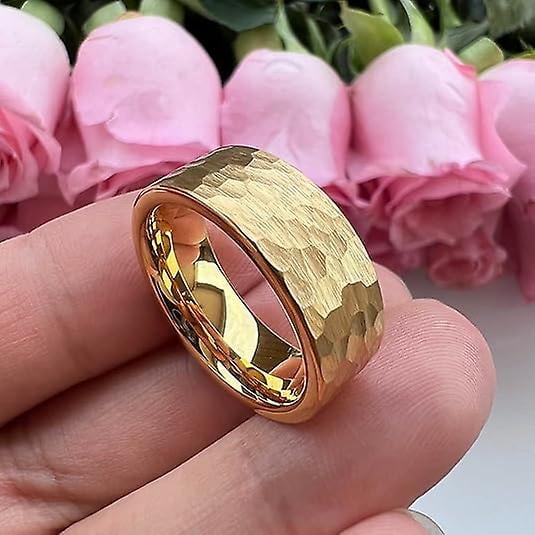 Anillo Tungsteno TUNGSTORY Oro Rosa - 4 Mm, Pulido, Facetado, Hipoalergénico, Talla 19.7